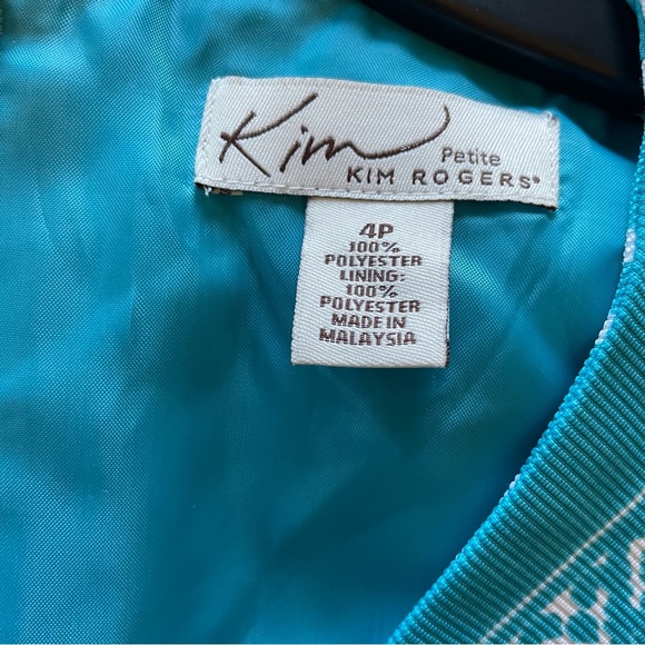 Kim Rogers aqua blue & white 2pc jacket dress 4 petite NWT - Picture 12 of 16